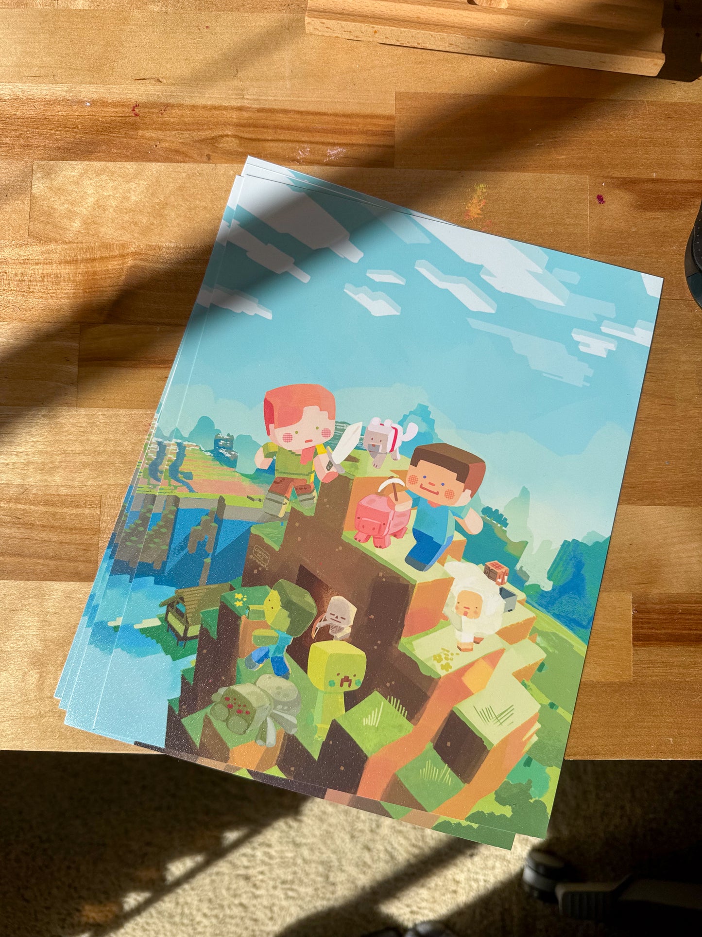 Minecraft chibi poster print