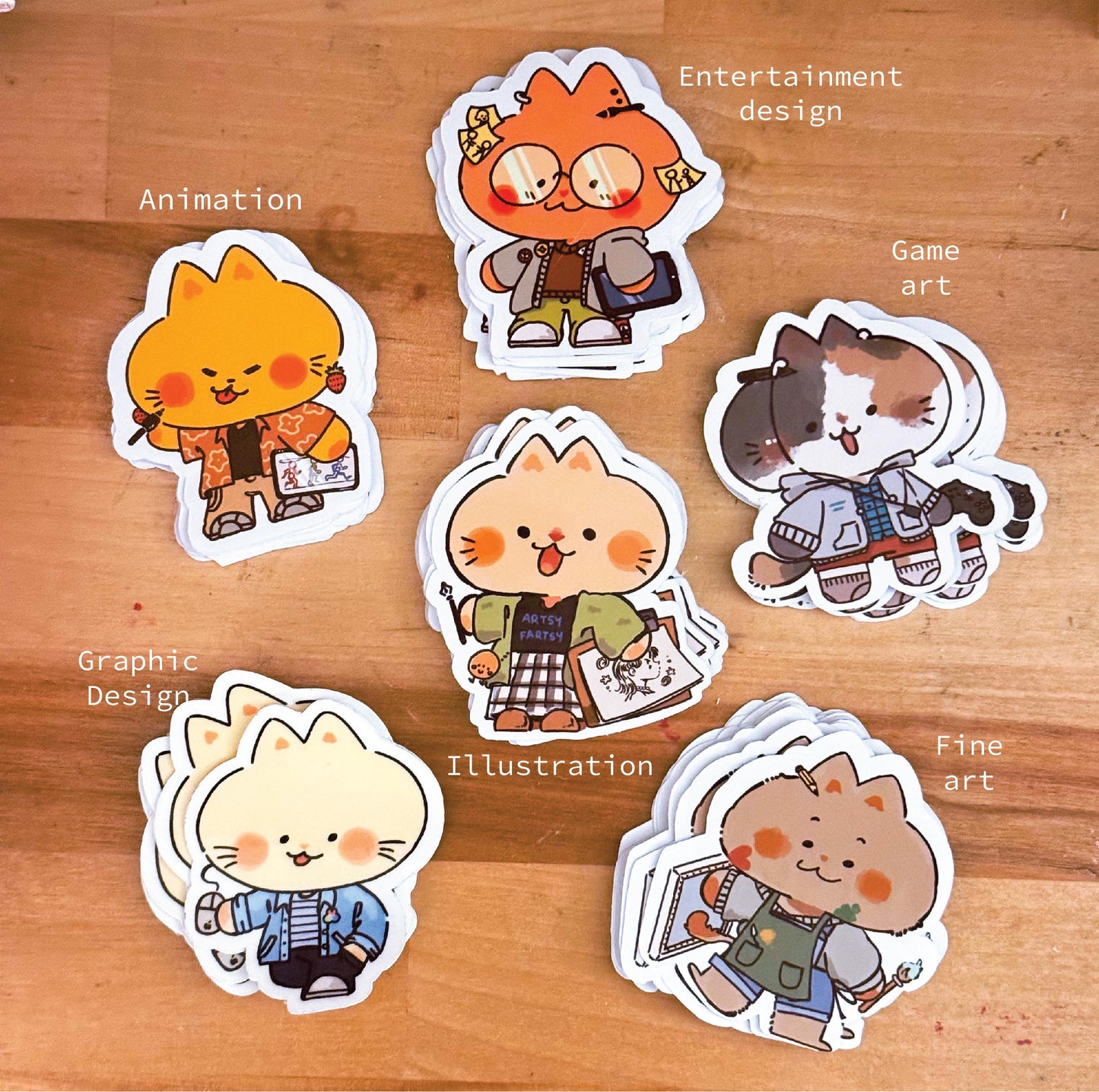Artist majors as Cats - Stickers