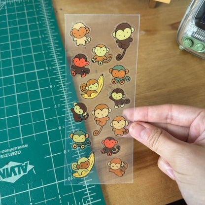 Monkey Clear Sticker sheet