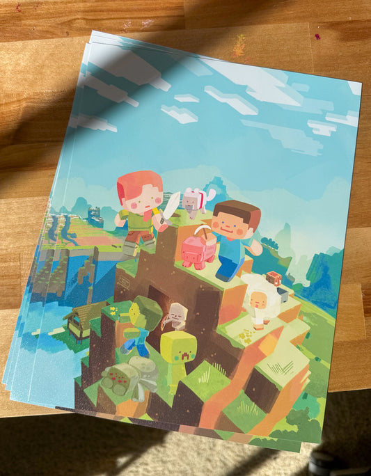 Minecraft chibi poster print