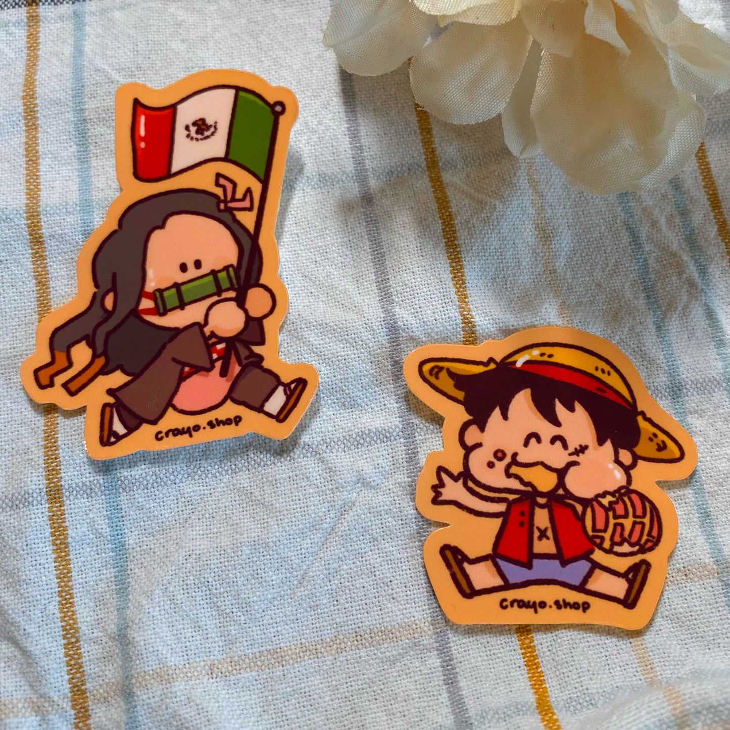 Nezuko Mexican flag Glossy Laptop Stickers!